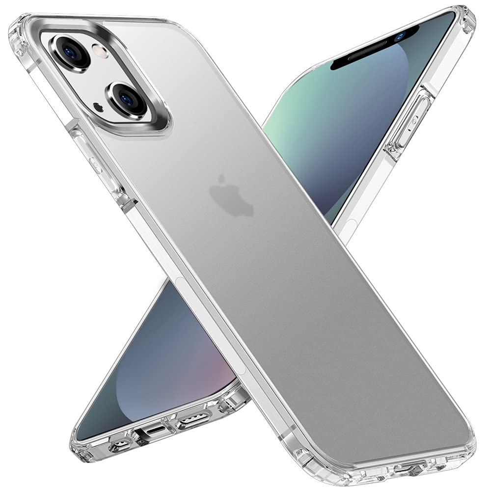 X-level for iPhone 13 Case Protective [Military Grade Drop Protection] Frosted Translucent Slim Fit Durable Hard PC Back with Soft Silicone Edge Bumper Phone Cover 6.1" -