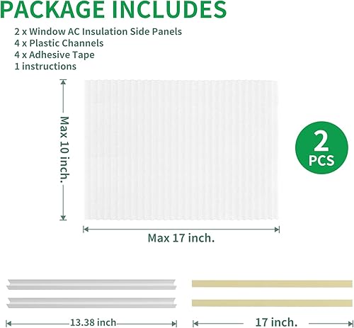 Miniatura 7 de Panel aislado lateral de aire acondicionado de ventana, paneles de aislamiento 2PIC Kit de sellado de ventana con 4 tiras de presión, aislamiento
