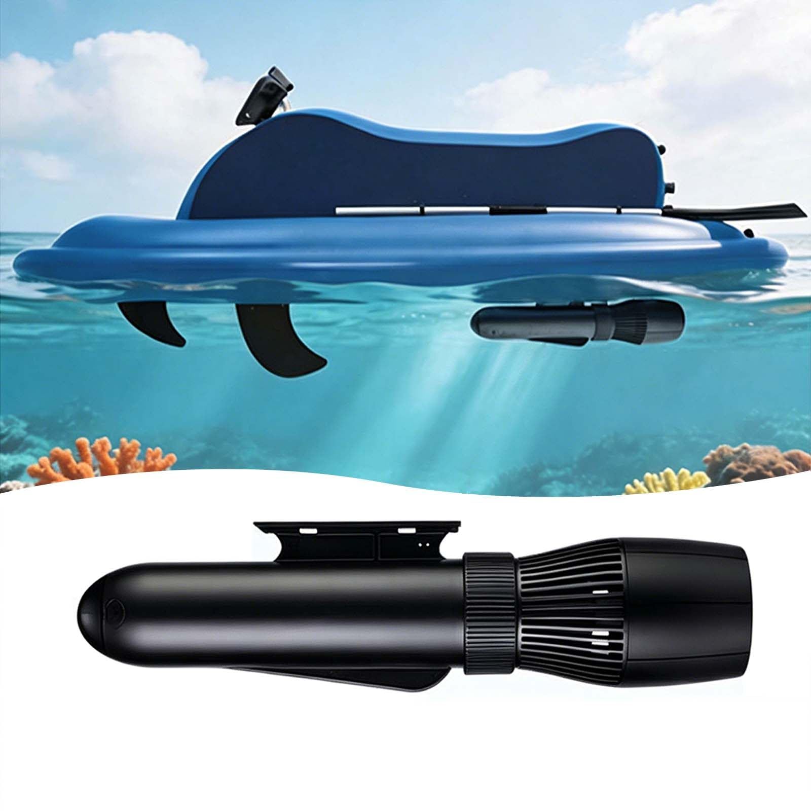 QFGain Electric Inflatable Watercraft with 500W Underwater Thruster, Portable Foldable Kayak for Adults, Lakes, Rivers, Fishing and Diving Boat+700W16A