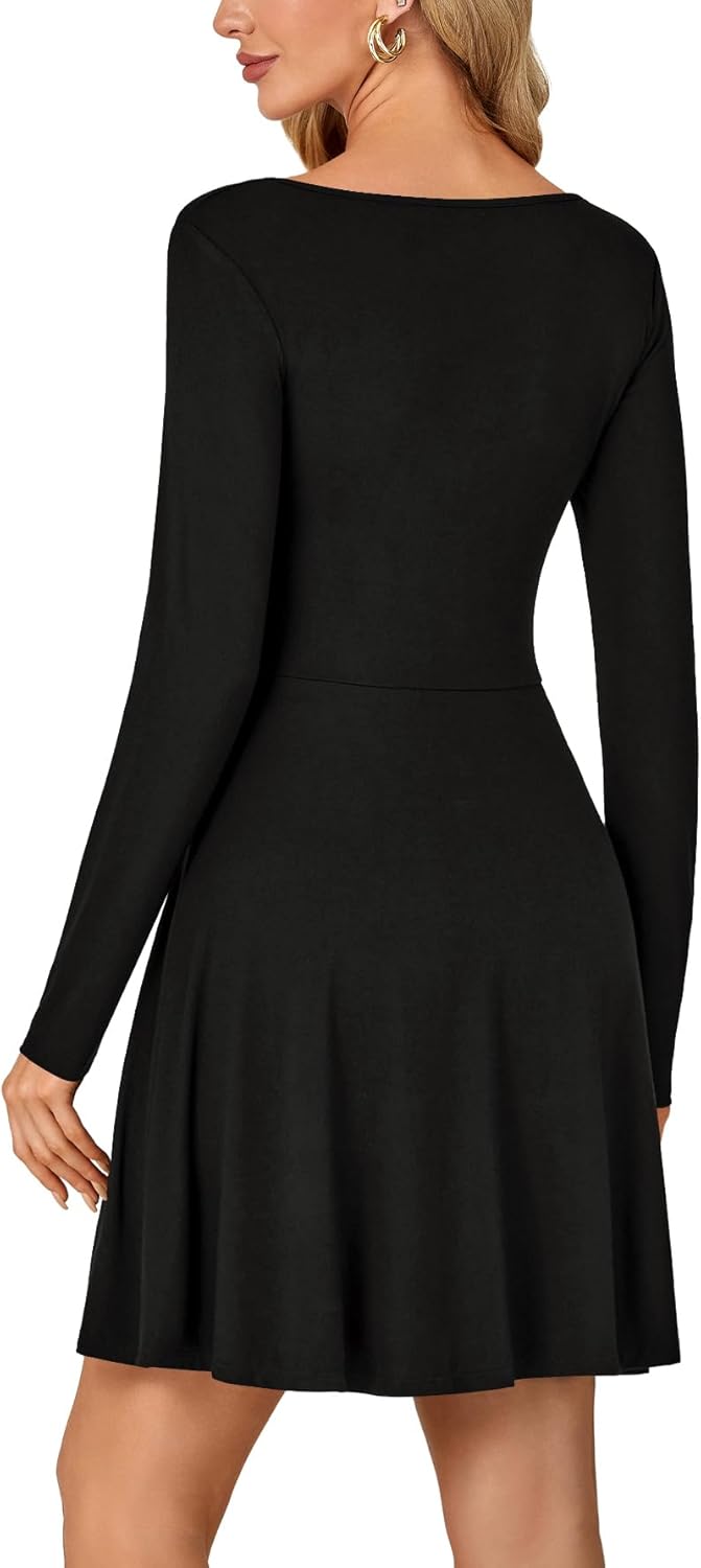 LYANER Women's Long Sleeve Mini Dress Loose Casual Empire Waist Above Knee Length Dresses - Image 5