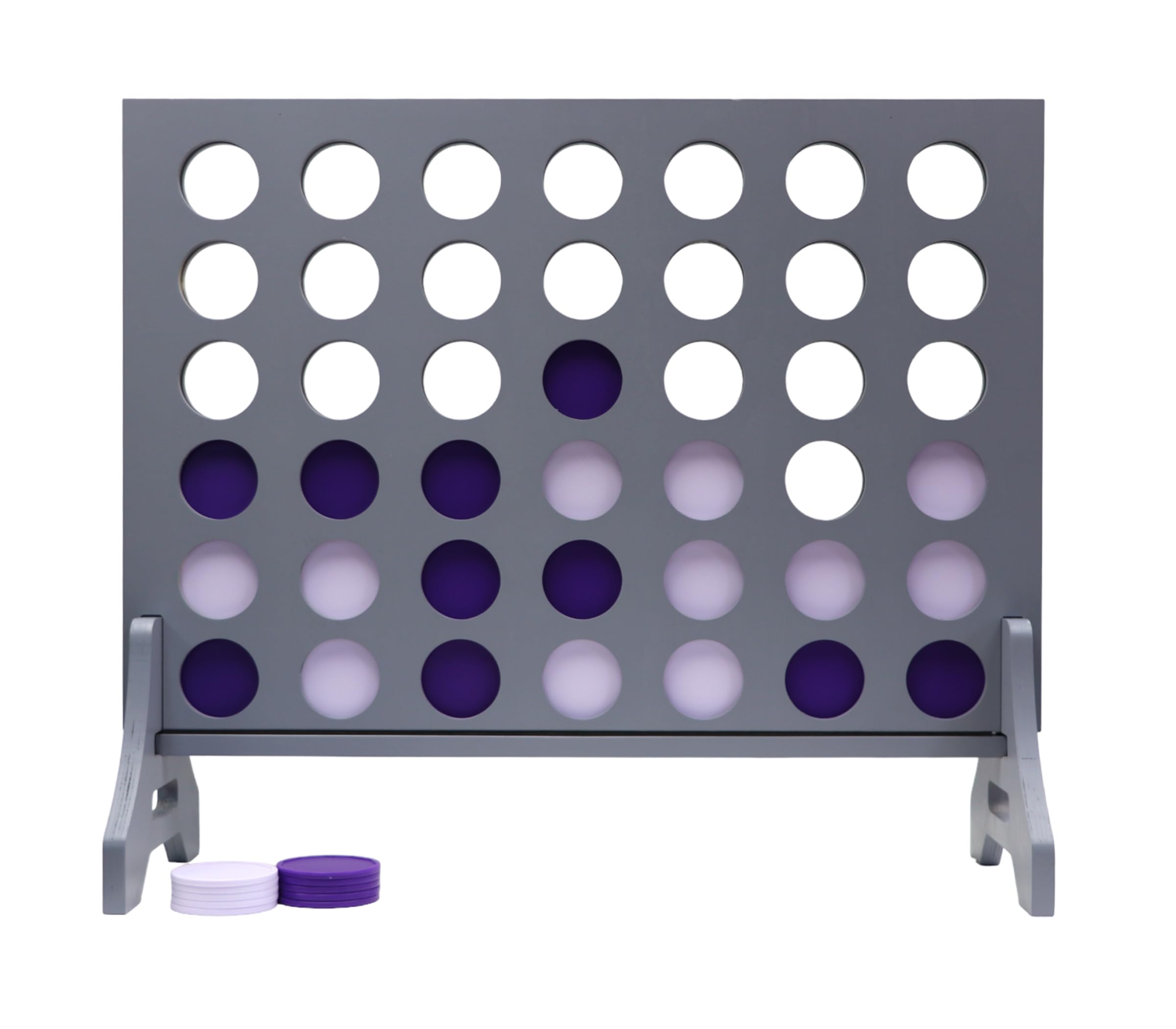 Giant 4 in a Row Game for Family &amp; Adults – Tailgating Pros Jumbo Grey Wooden Four in a Row Indoor &amp; Outdoor Yard Game for Family Party Fun, Portable Activities for Patio, Backyard, and Camping