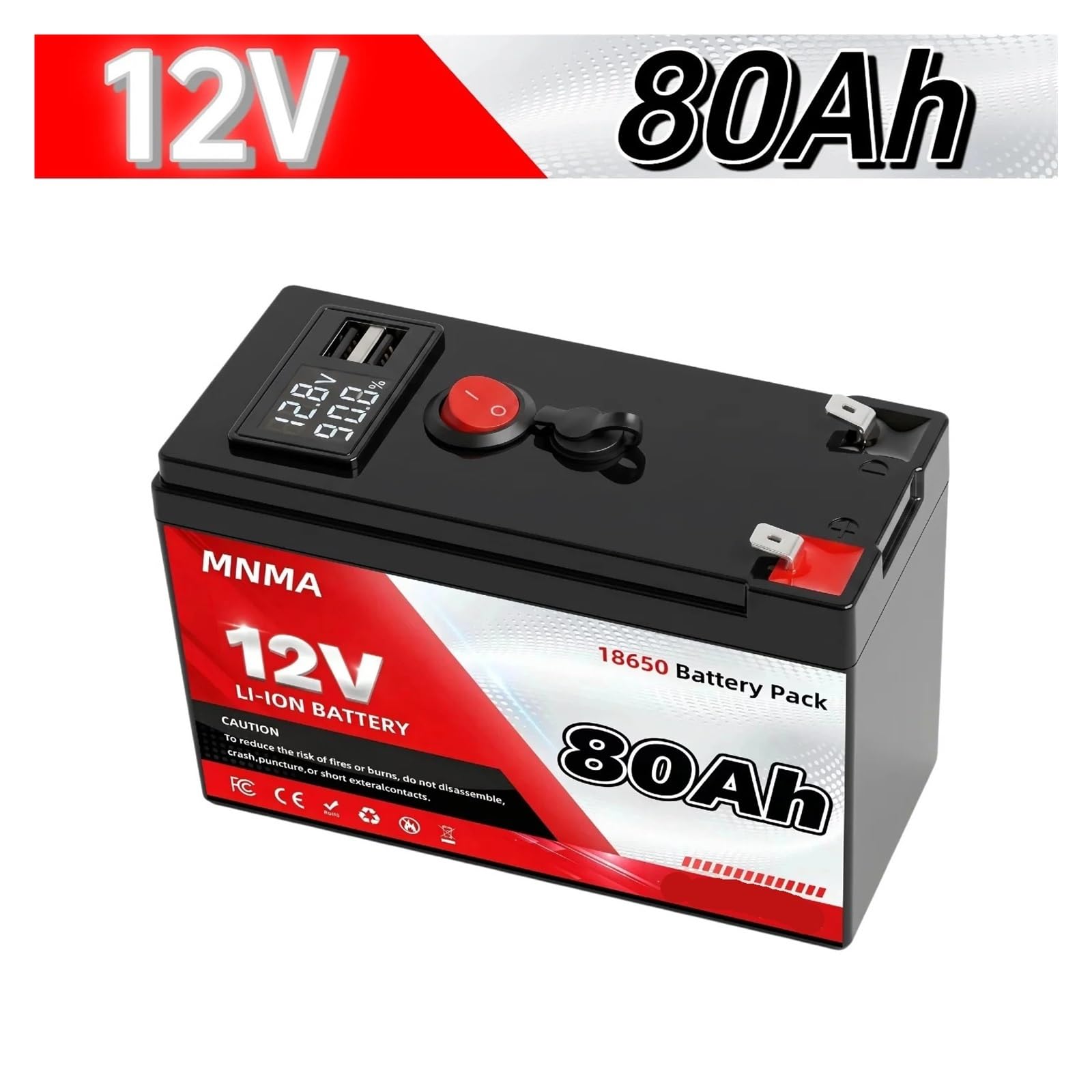 Grande for Esterni A Ciclo Profondo Da 12 V, Accumulo Di Energia Da100 Ah | Di gestione del circuito integrata, struttura a ciclo profondo for accumulo solare e apparecchiature(80Ah Battery x1)
