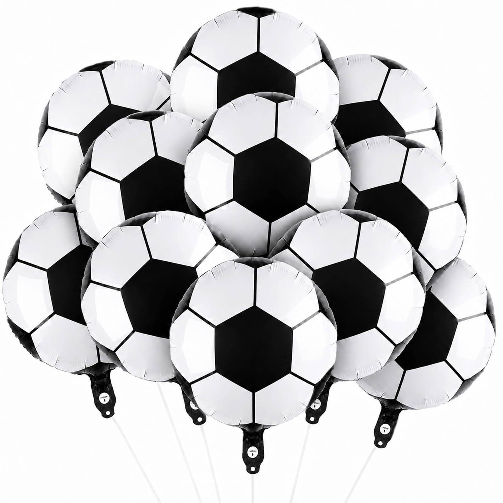 Photo 1 of 12 Pieces 18 Inches Large Foil Soccer Balloons, Round Football Shaped Aluminum Foil Balloons for Sports Themed Soccer Match World Cup Boys Girls Teenagers Birthday Party Decorations