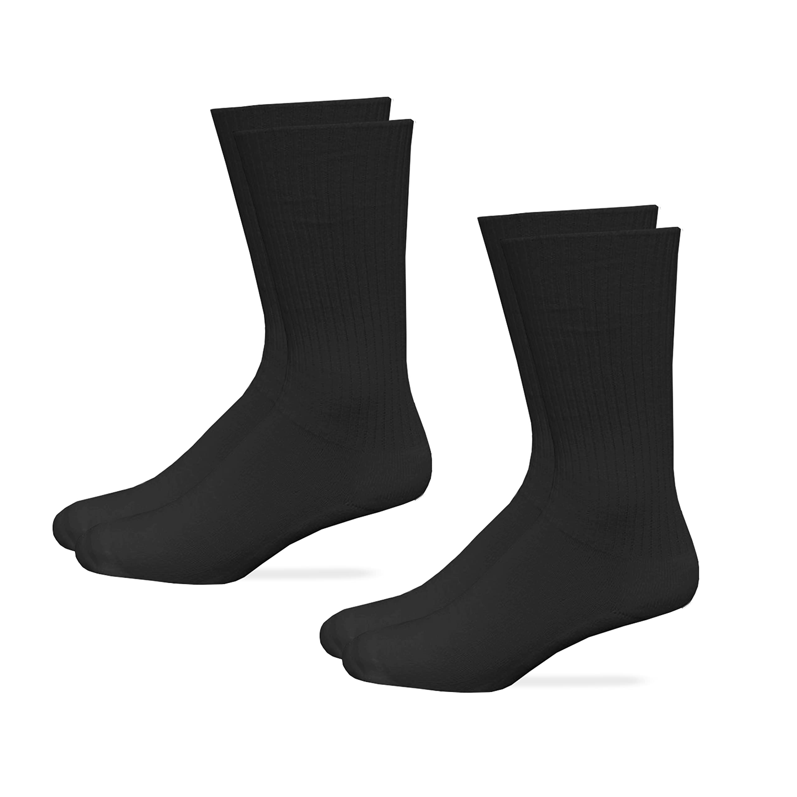 Carolina UltimateNon-Binding Seamless Toe Cotton Crew Socks, Black, (L) W 9-12 / M 9-13, 2 Pair