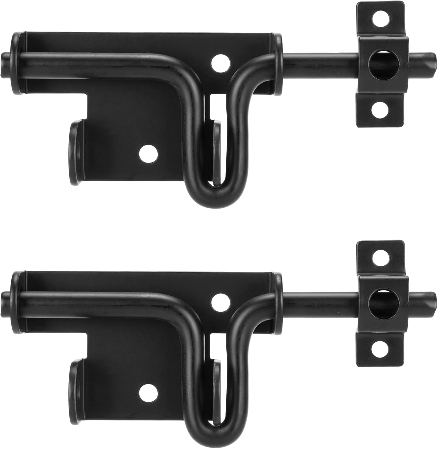 Slide Bolt Gate Latch Heavy Duty Gate Locks for Outdoor Fence, Door Latch with Padlock Hole for Shed Door, Wooden Fence, Yard Door, Outdoor Latch, Black 2 Pack