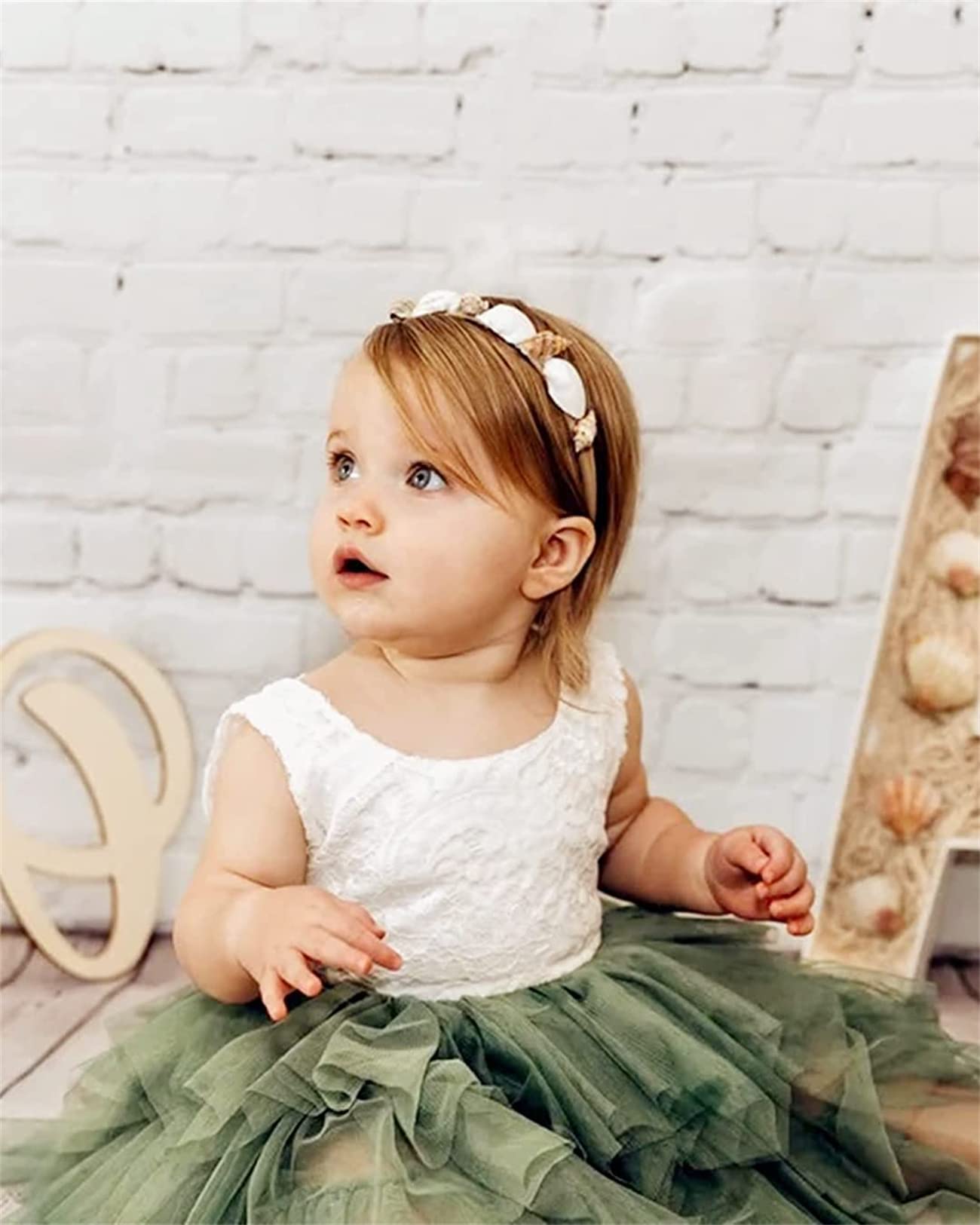 Vestito da bambina in pizzo con scollo a V, senza maniche, soffice, in tulle, da principessa, da festa