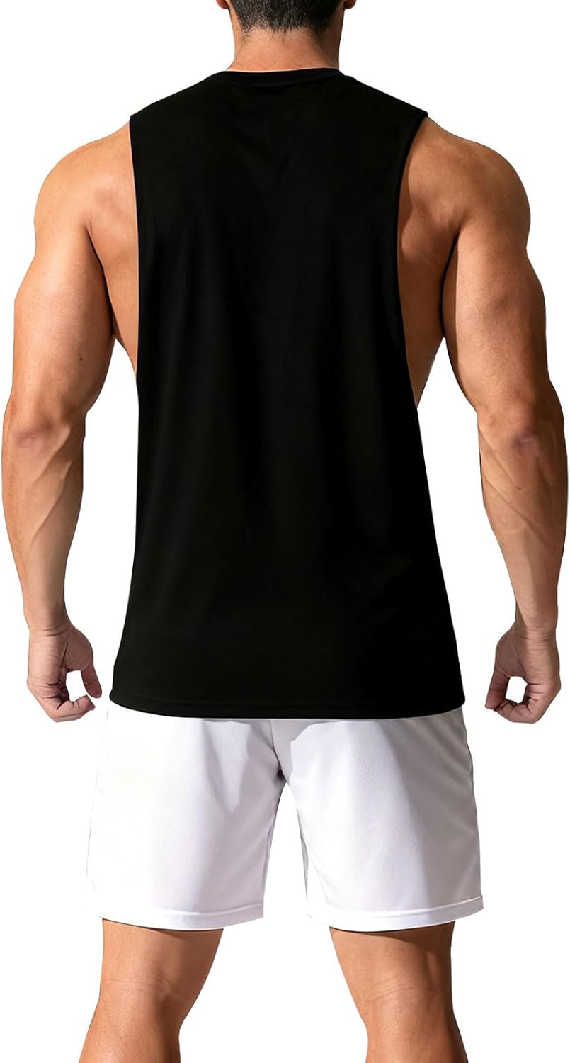 Men's Workout Tank Tops Gym Cut Off Muscle Tee Fitness Bodybuilding Sleeveless T-Shirt - Image 4