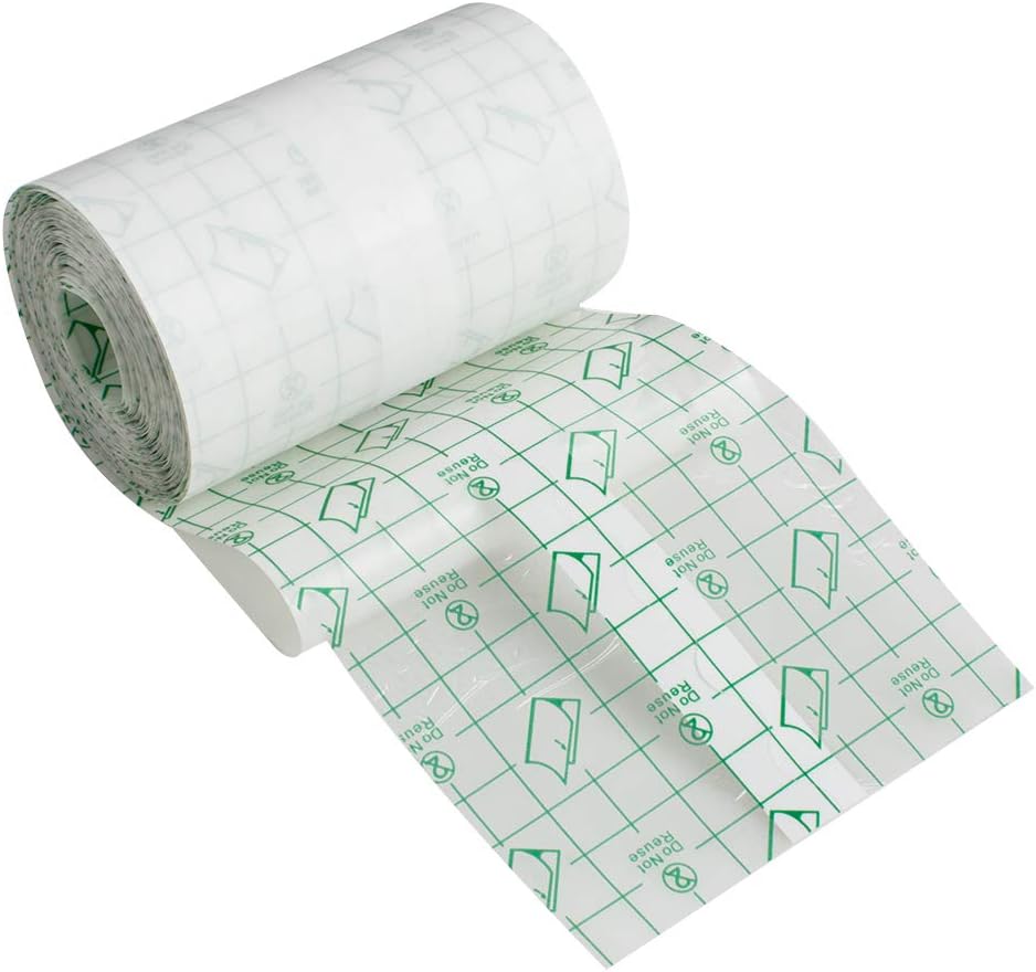 Transparent Stretch Adhesive Bandage,Risingmed Waterproof Transparent Adhesive Wound Dressing Fixer Plaster Stretch Fixation Tape Bandage (3.94" X10.93 Yards)