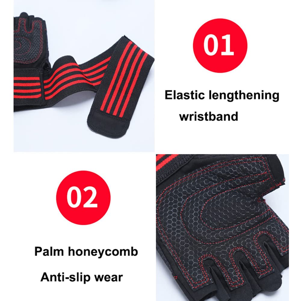1 par de guantes para mujeres y hombres, guantes de levantamiento de pesas para gimnasio, ejercicio físico, mancuernas, guantes de gimnasio acolchados transpirables y antideslizantes, azul, M