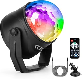Sound Activated Disco ball party light with Remote Control DJ Lighting,RGB Disco Lights,Strobe Lamp 6 Color 7 Modes Stage Light Home Room Dance Party Birthday DJ Bar Xmas Wedding Show Club Pub(1 Pack)