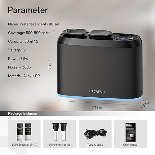 Miniatura 3 de Difusor de aroma sin agua, dos aceites de aroma de hotel de 1.7 fl oz incluidos, difusor de aroma para toda la casa para el hogar, oficina, difusor