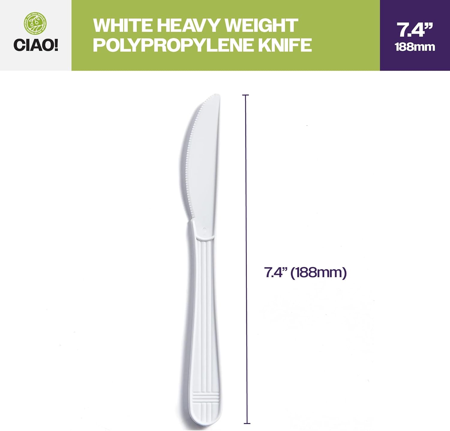 CIAO! Heavy Weight Disposable White Knife Polypropylene (Case of 1,000)