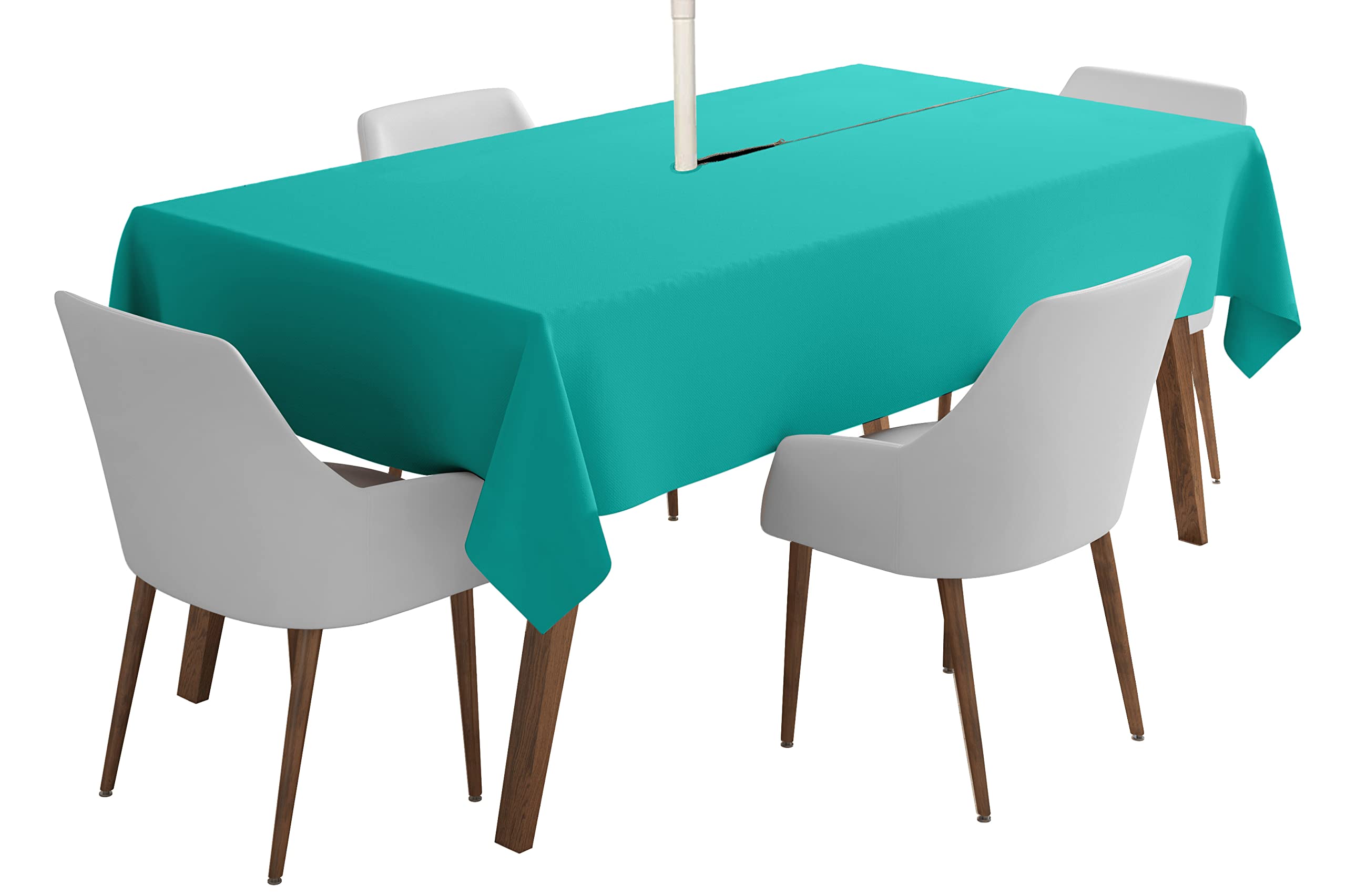 Vargottam Indoor/Outdoor Tablecloth 58" x 58" Inch Square Tablecloth with Umbrella Hole & Zipper, Waterproof Patio Table Cloths, Spring/Summer Table Covers for Backyard/BBQs - Turquoise Green — image 1