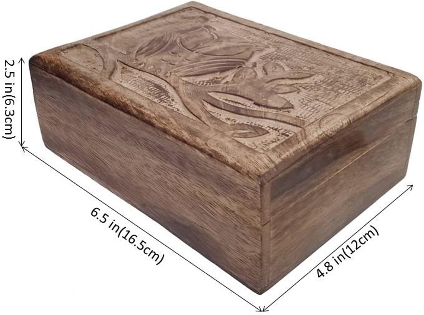Purpledip Wooden Handcarved Box Night Owl: For Jewelry, Trinkets, Cards, or Tea Bags, Distress Brown (10790)