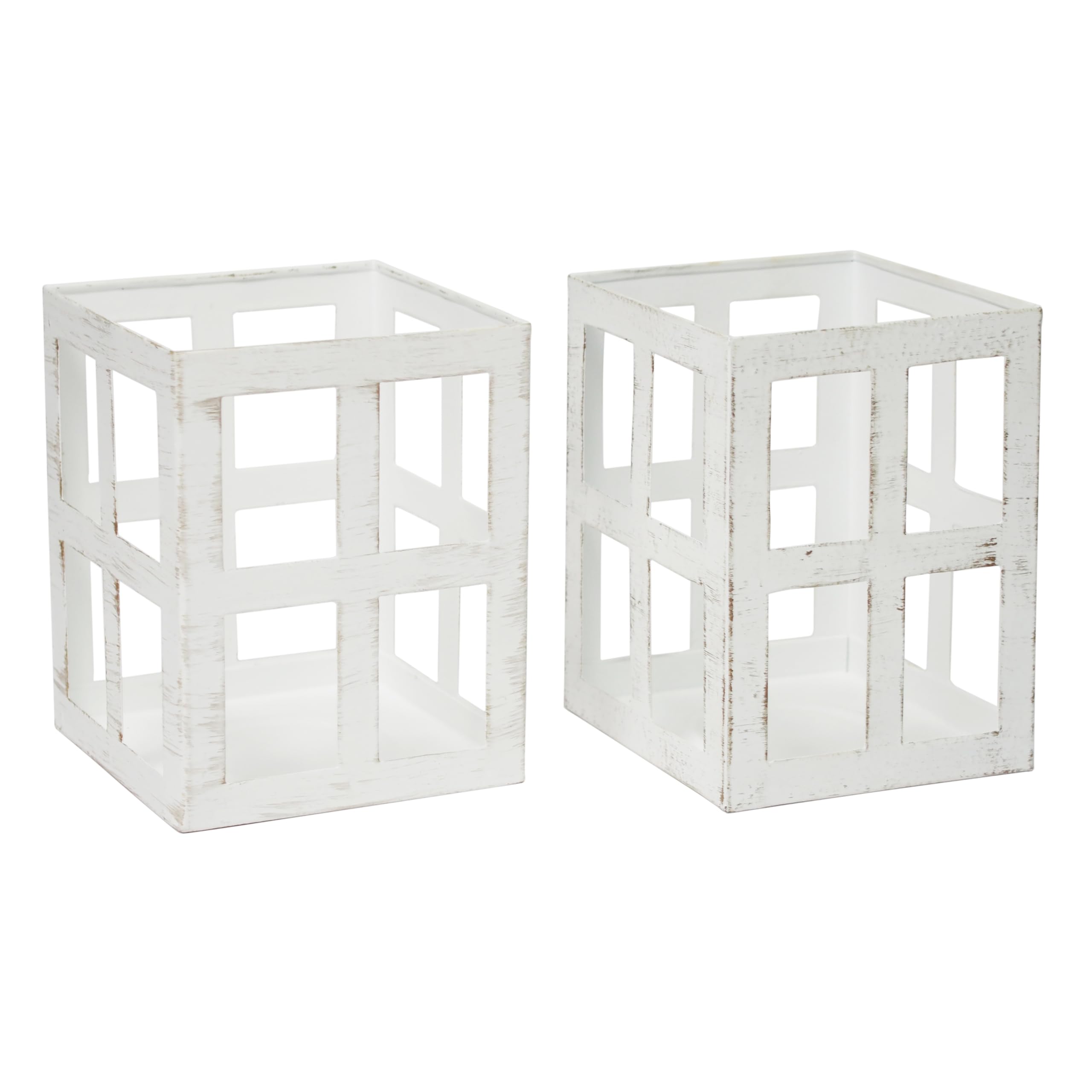 Set of 2 White Iron Lanterns – Elegant Tea Light Candle Holders with Free Tealights – Ideal for Home Décor, Weddings & Special Events