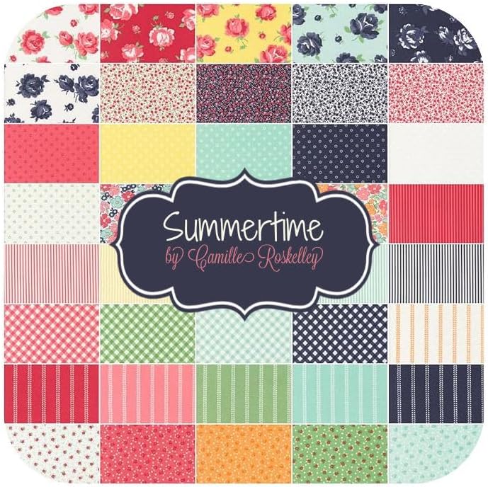 Summertime Jelly Roll (40 Pieces) by Camille Roskelley for Moda 2.5 x 44 inches (6.35 cm x 111.76 cm) Fabric Strips DIY Quilt Fabric