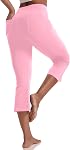 VOOVEEYA Capri Leggings pour femme, Yoga Capris Pantalons avec Poches Stretchy Crop Pantalon haute taille Jambe droite 21"