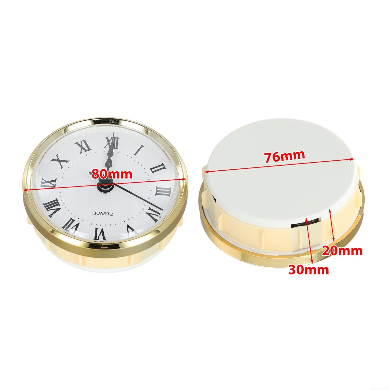 Eawfgtuw Reloj redondo con núcleo de reloj insertado, artesanía incrustada con cabeza de reloj de cuarzo, diámetro de 80 mm, bricolaje clásico (oro Roma)