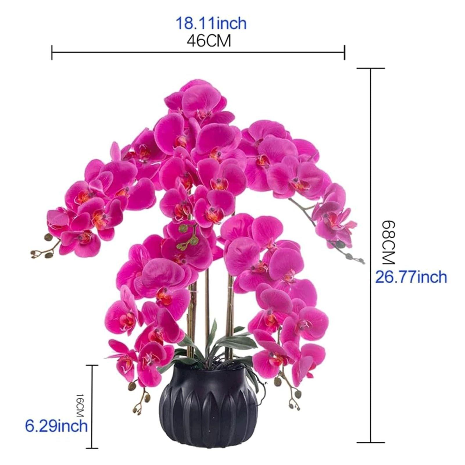 Orquídea Artificial De 68 Cm con Jarrón De Cerámica, Flores Artificiales De Phalaenopsis En Maceta, Flores Artificiales Modernas De Imitación,