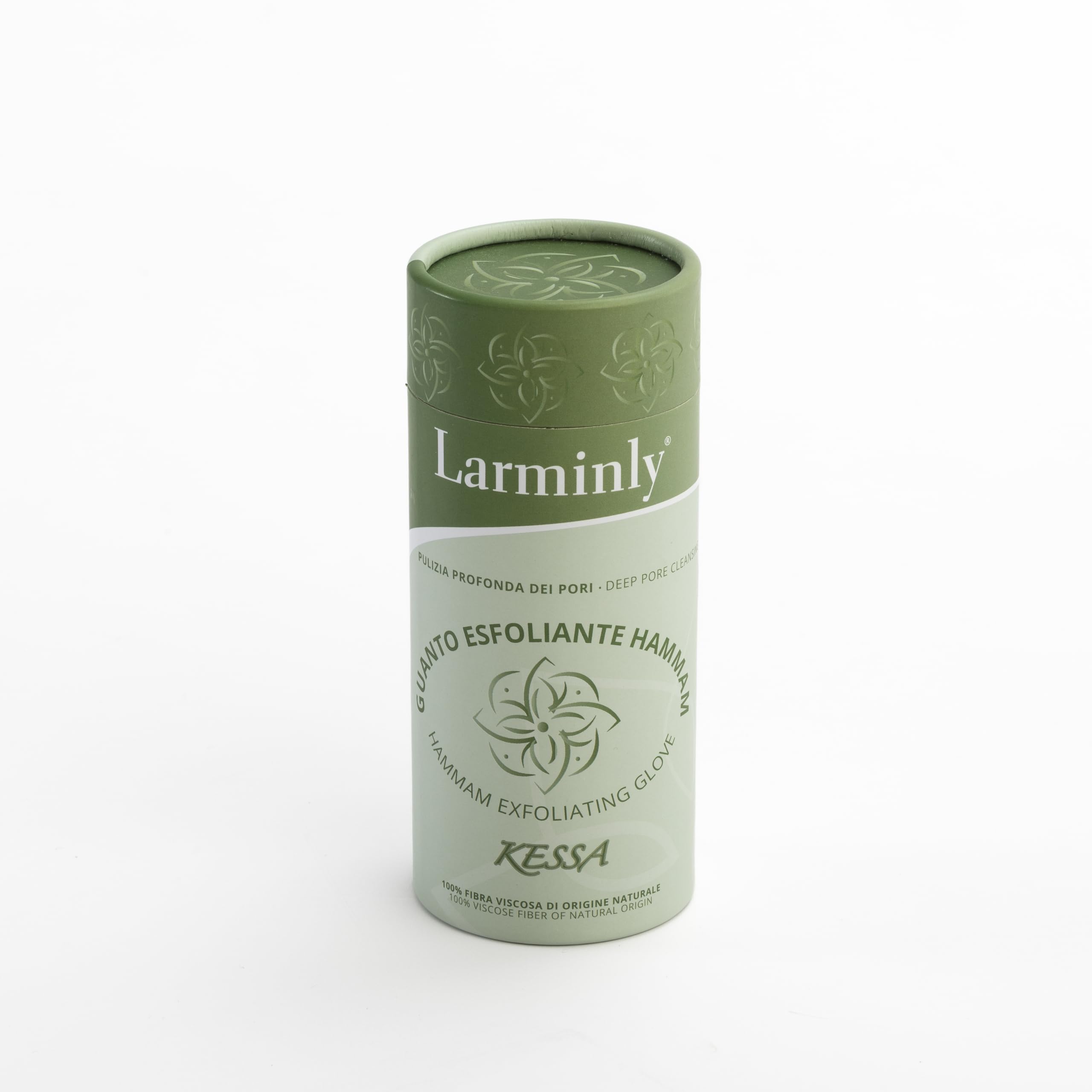 Larminly Guanto Esfoliante Corpo Kessa Hammam viscosa 100%, set 2 pezzi scrub corpo 150D rugosità media e peeling viso 120D rugosità delicata aiuta a contrastare acne, punti neri e cellulite