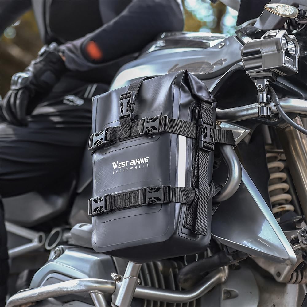 Irfora Motorrad-Stoßstangentasche, wasserdicht, 5 l, Motorrad-Seitenrahmen-Tasche, Motorrad-Sturzbügel-Tasche, universelle Motorrad-Reitwerkzeuge, Aufbewahrungstasche, Motorrad-Zubehör