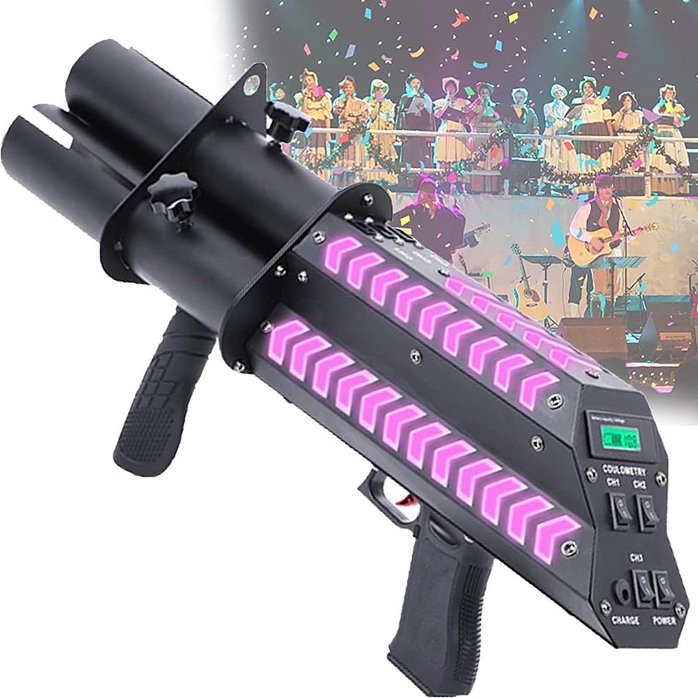 Bezprzewodowa armata do konfetti, elektryczna armata do konfetti, akumulatorowa armata do konfetti, ręczna scena, elektroniczna armata do potrójnego salutowania na Halloween, Boże
