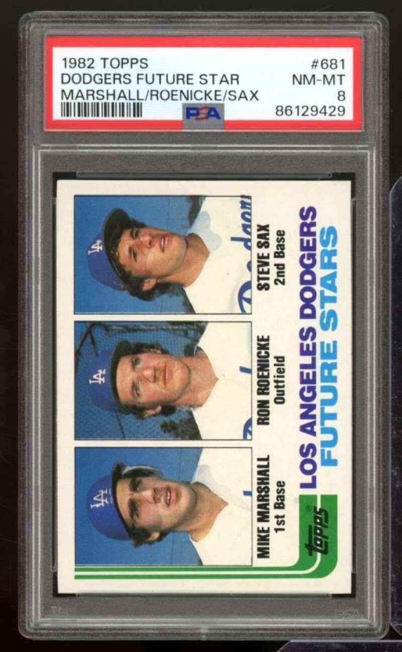 Steve Sax/Roenicke/Marshall Rookie Card 1982 Topps #681 PSA 8 - Baseball Slabbed Rookie Cards