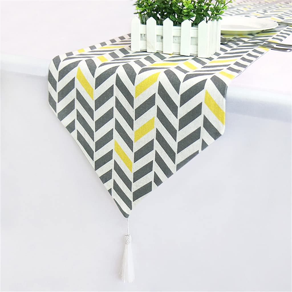 Modern Linen Stripe Bed Runner for Wedding Geometric Luxury Cloth with Tassels Dining Decoration Party (Color : Striped, Size : 33cm x 210cm)-image-32