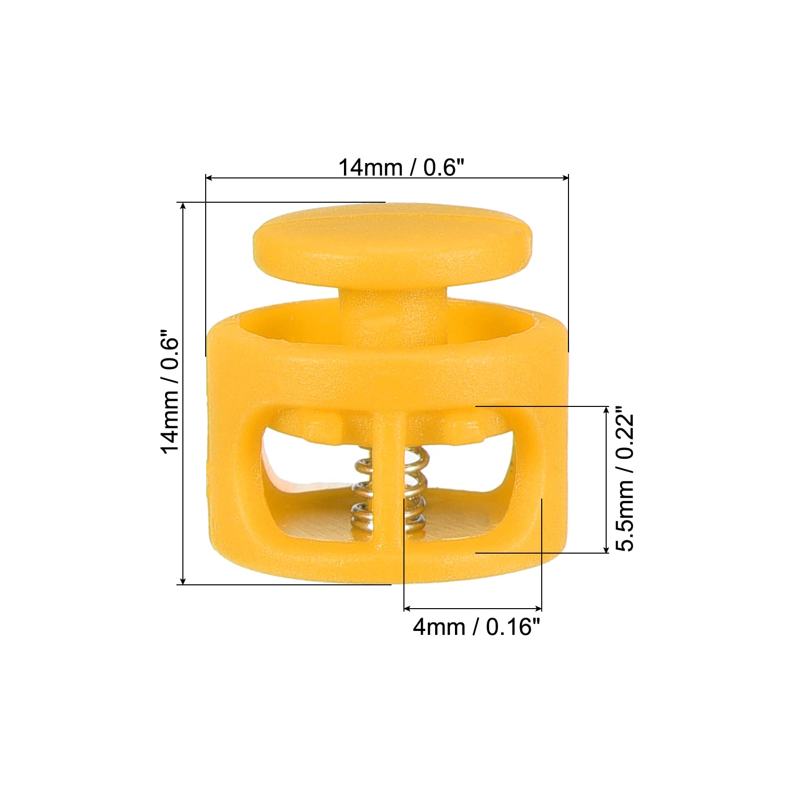 PATIKIL 0.7" Dia Cord Locks, 16 Pack Round Double Hole Stopper Elastic Cord Fastener Slider for Drawstring Bag Clothing Shoes Yellow - Image 2