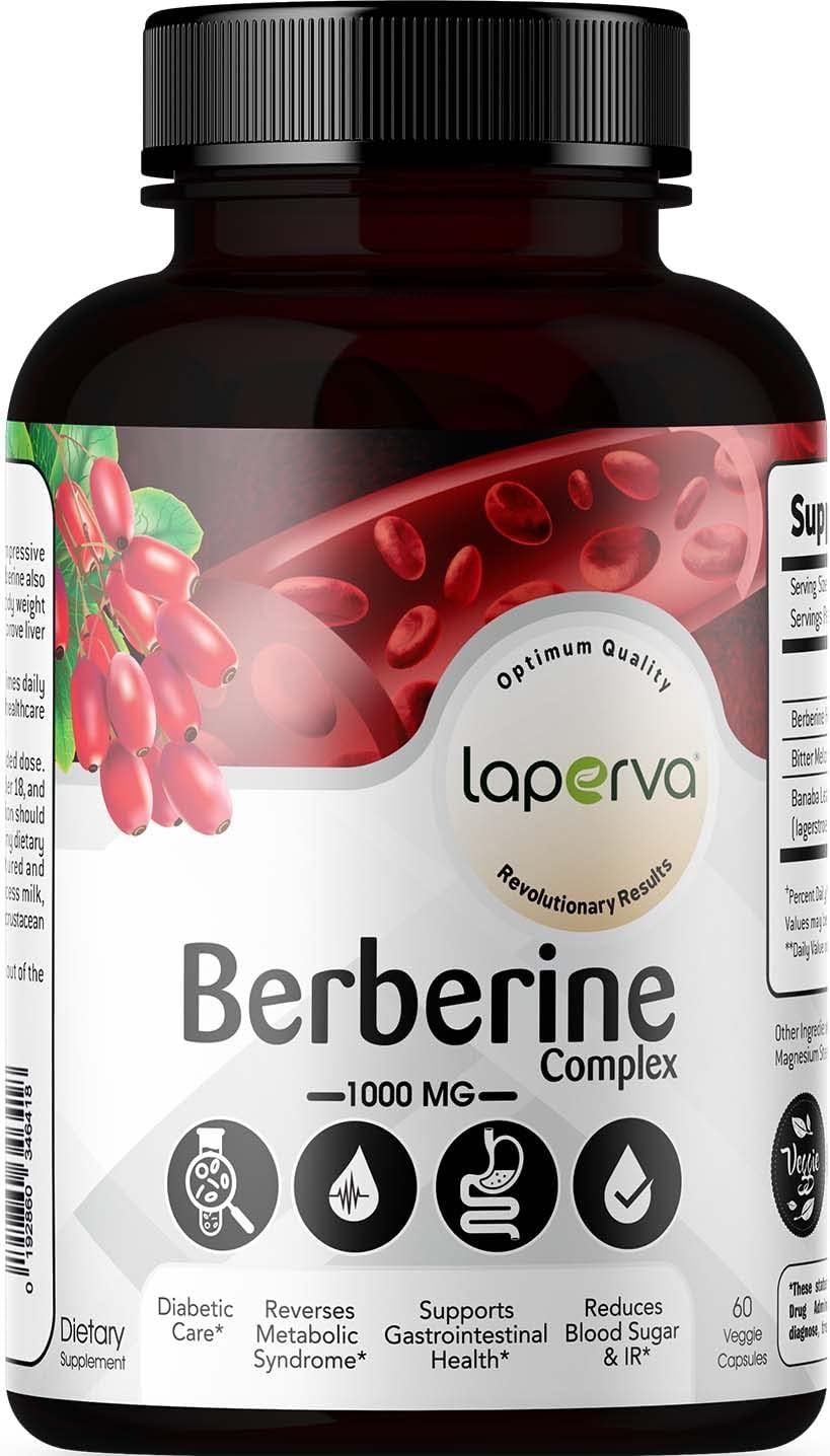 Laperva Berberine Complex 1200 mg, 60 Veggie Capsules โ Plant-Based Formula with Berberine for Metabolic Support, Digestive Health & Daily Wellness โ Vegan, Gluten Free, Lactose Free, Soy Free