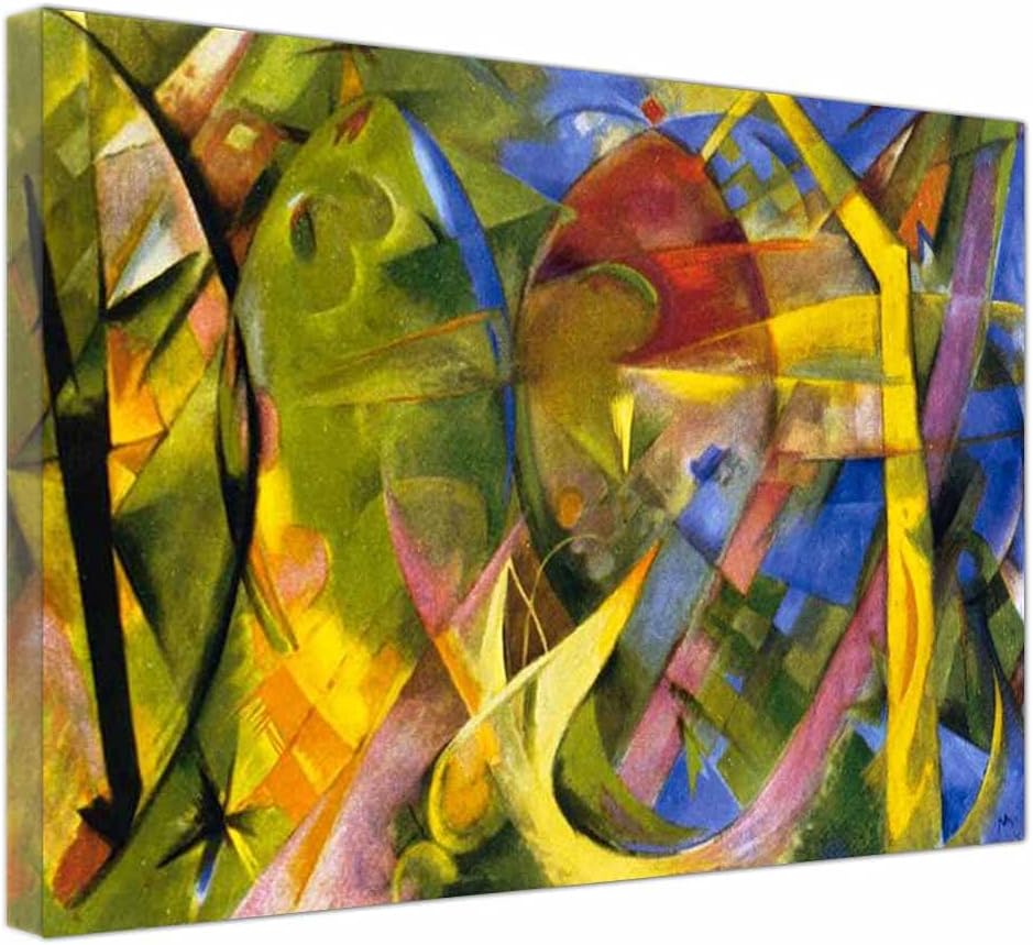 アートポスター フランツマルク陽気な形ウォールアート 壁画 絵画 オシャレな壁掛け絵 インテリア 絵 34 X36 34 70x91cm 額入り キャンバスウォールアート 28 コンビニ受取対応商品 ポスターと版画
