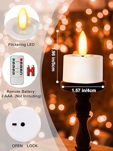 Miniatura 8 de Velas de té recargables sin llama con temporizador, Romote, vela votiva pequeña de 1.5 x 1 pulgada, funciona con pilas, velas LED eléctricas para