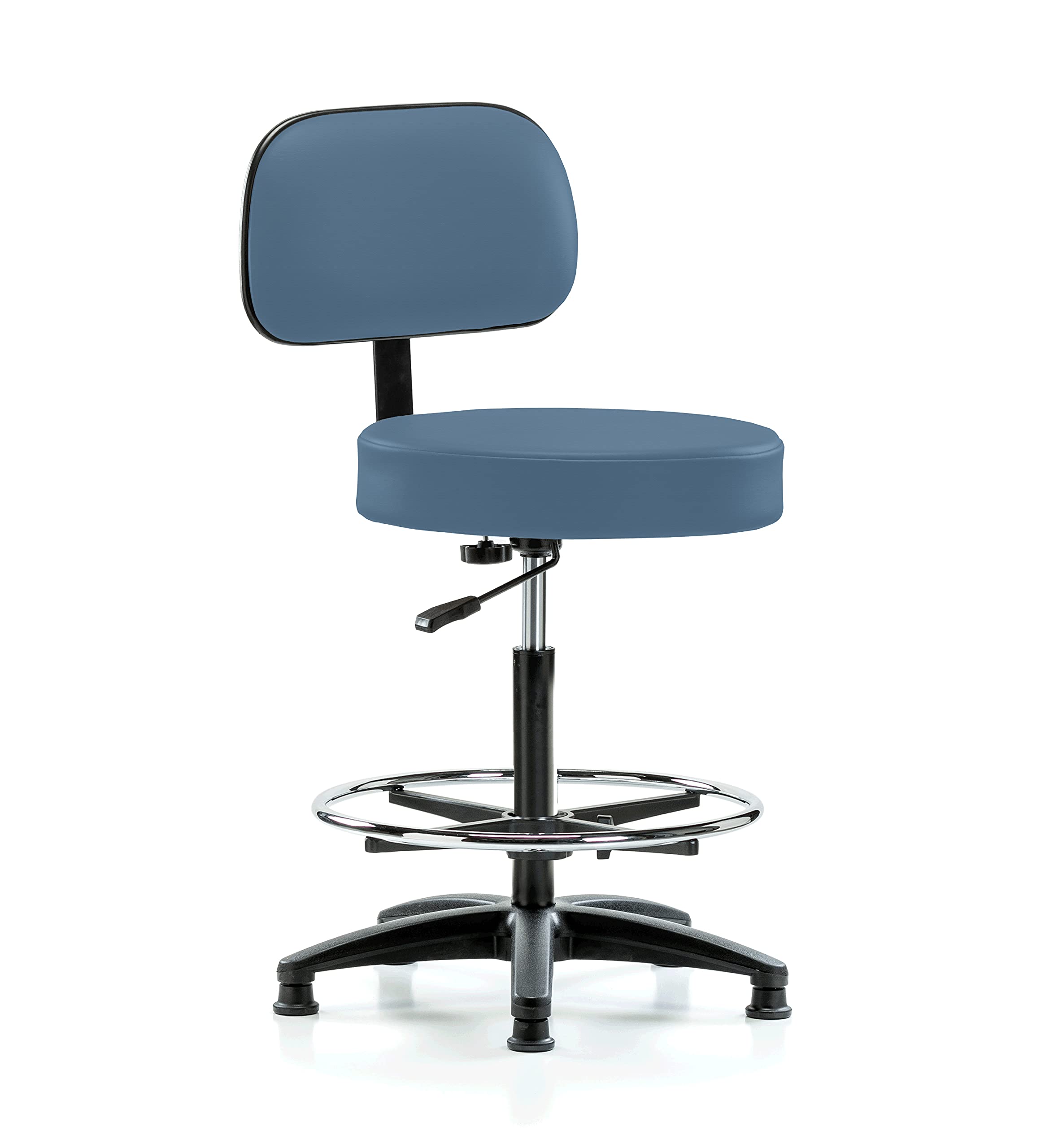 Perch Basic Exam Stool with Foot Ring, Glides, 25-35", Newport Fabric