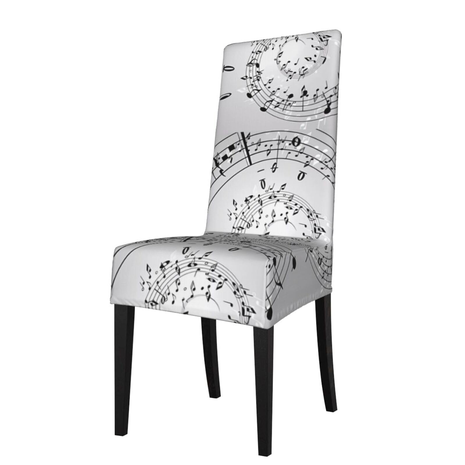 Yyhwhjde Black Music Note Wall Prints Dining Chair Throw Covers - Stretchable Spandex Slipcovers For Chair Protection & Refreshing Your Dining Room
