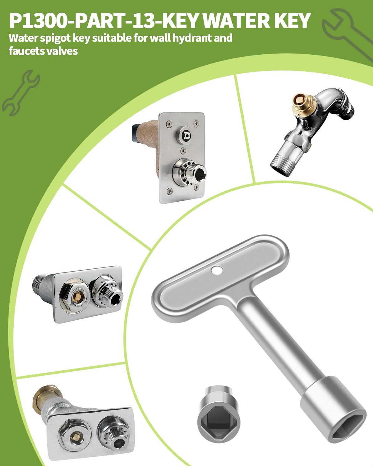 Klucz hydrauliczny 3/20.3 cm, kompatybilny z Zurn P1300-PART-13-KEY Z1300, narzędzie do odcinania klucza wodnego do hydrantu ściennego, blokada kranu zewnętrznego, zawory węża zewnętrznego, klucz do