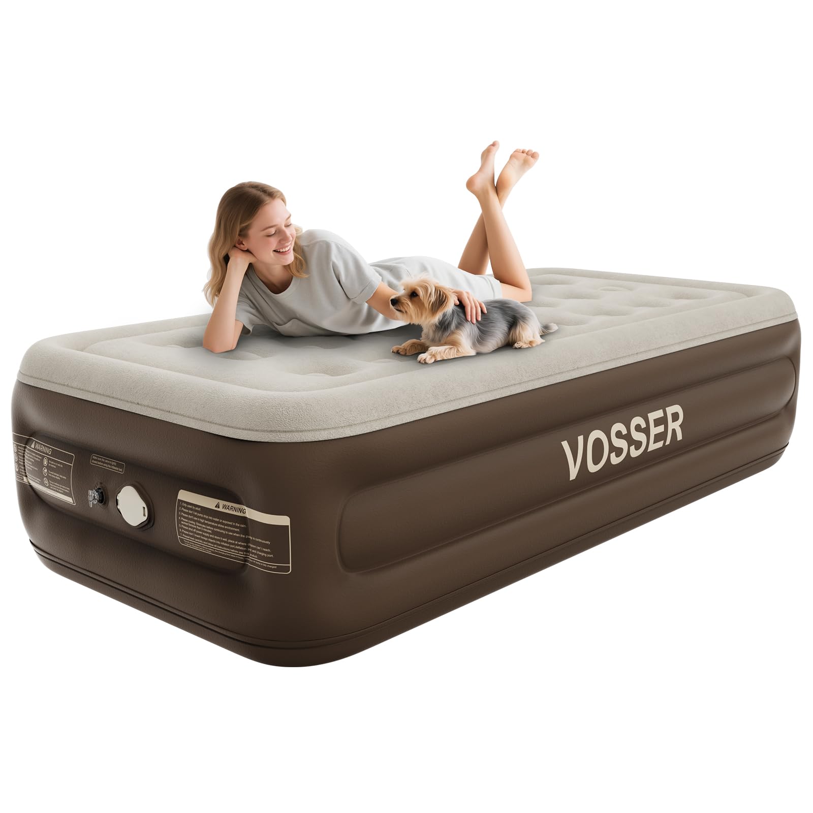 Matelas gonflable double haut de gamme avec structure croisée robuste supportant jusqu'à 150 kg