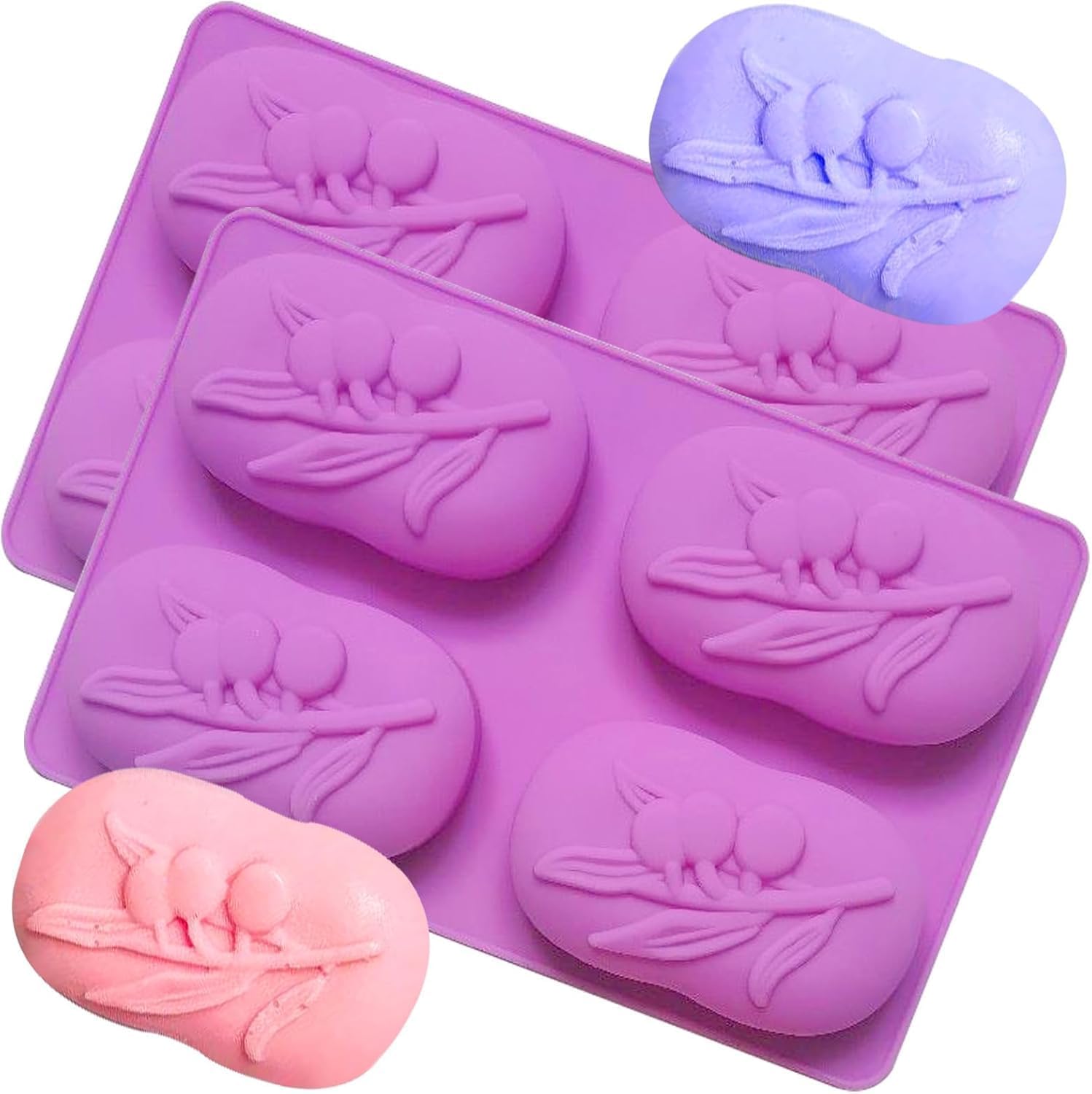 MPR4 Silicone Olive Soap Mould, 4-Cavity Design, Multi-Purpose Mould for Soap Making, Candles, Resin Art and Chocolates, Purple 4