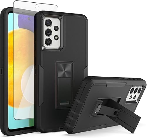 Asuwish Funda de teléfono para Samsung Galaxy A52A52S 5G con protector de pantalla de vidrio templado y soporte híbrido resistente para celular