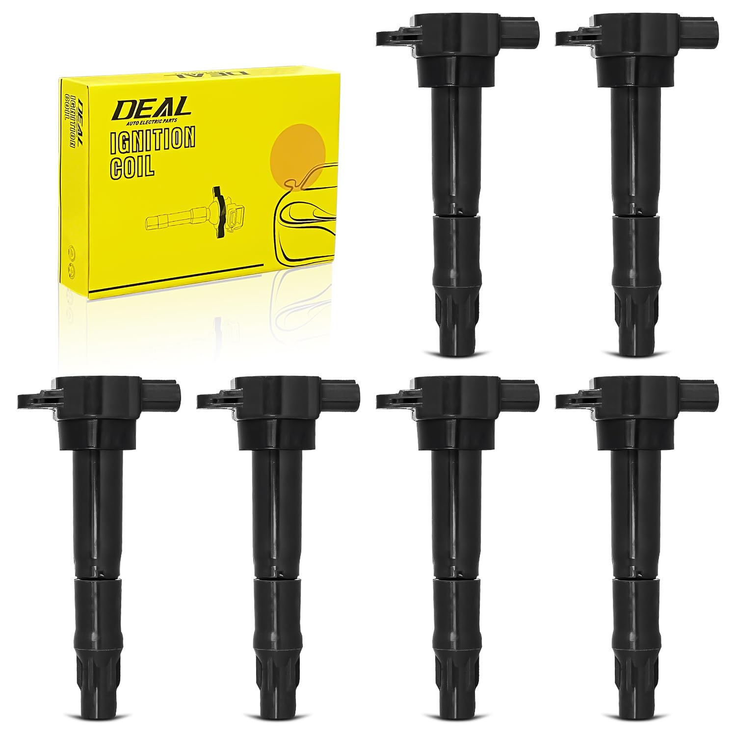 DEAL AUTO ELECTRIC PARTS UF532 Ignition Coil Pack, Set of 6 | Compatible with Mitsubishi 04-12 Galant 2.4L 04-06 Lancer 2.4L 06-12 Eclipse 04-06 Outlander 08-16 Montero 3.8L V6