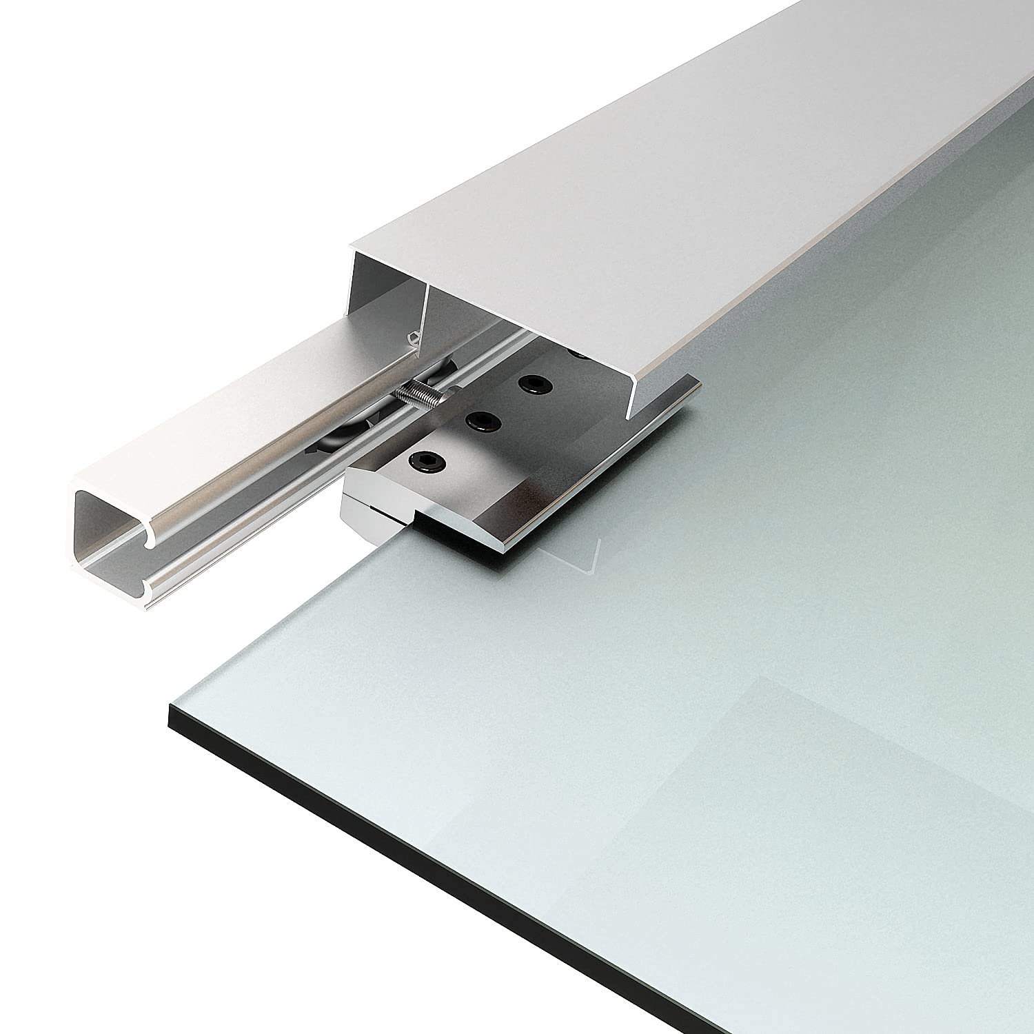 Homcom Porta Scorrevole in Vetro a Strisce con Binario in Alluminio, 75 x 210cm