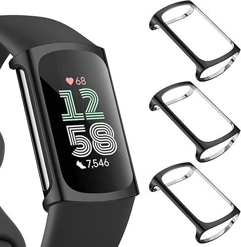 Paquete de 3 protectores de pantalla para Fitbit Charge 65 (no para Charge 43), funda protectora de TPU completa, accesorios resistentes para Charge