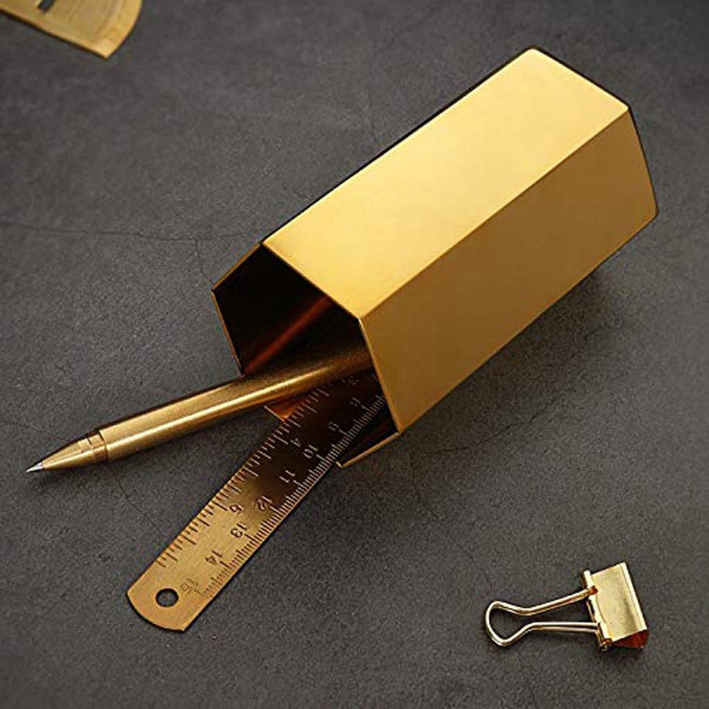 Porte-Stylo - Porte-Stylo en métal en Laiton électrolytique rétro Étudiant en Affaires avec Collection Souvenir Stockage de Bureau personnalisé