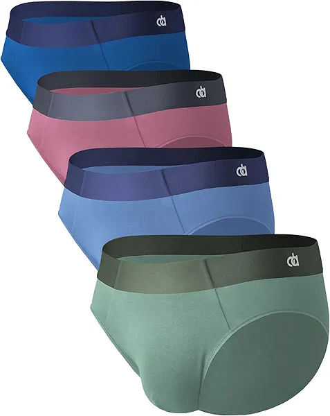 DAVID ARCHY Men's Briefs Rayon Made From Bamboo Soft Seamless Underwear Support Pouch No Fly Briefs for Men 4 Pack(L,Blue/Blue/Green/Red)