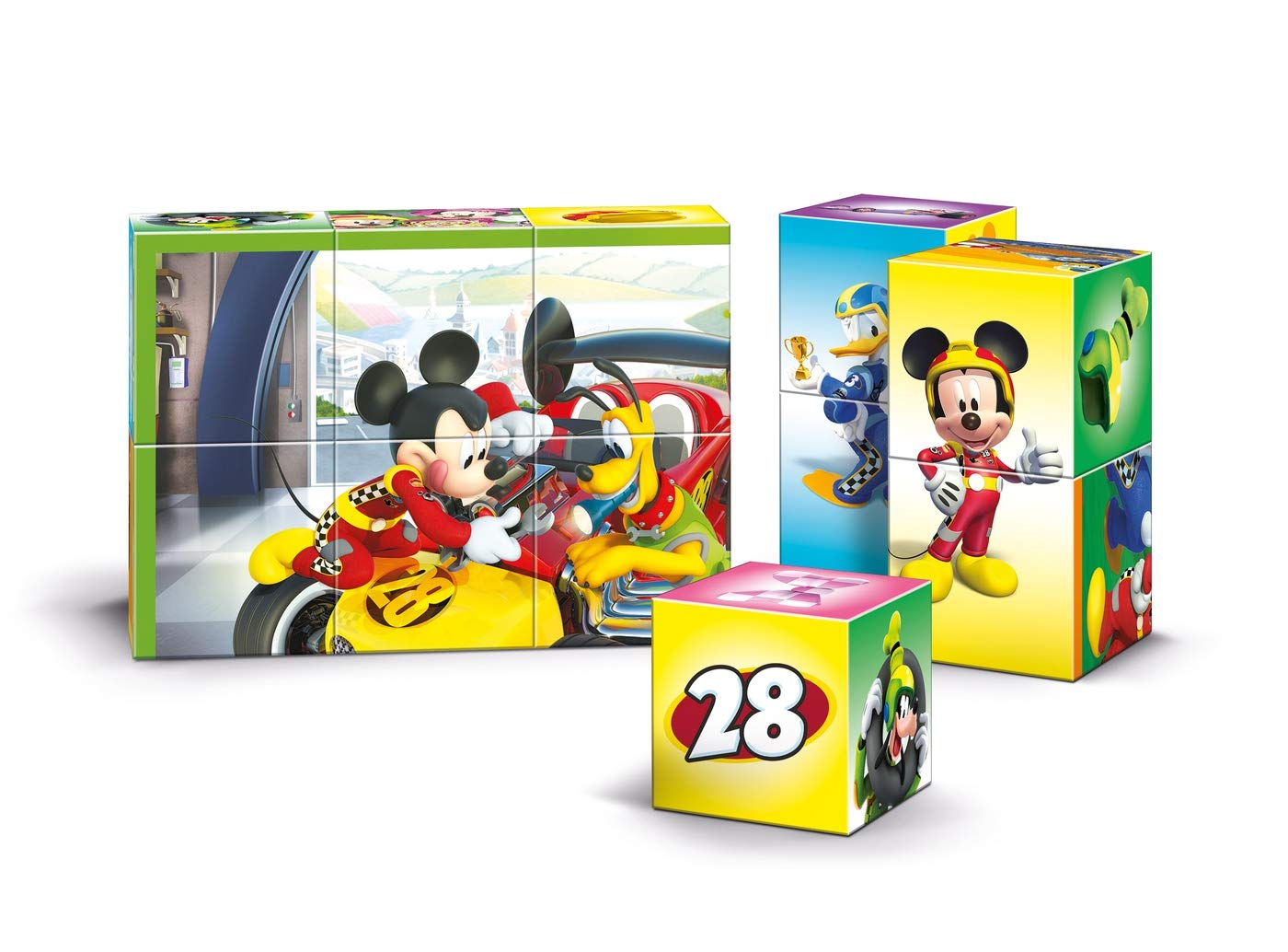 Clementoni 41508 - Maletín 12 Cubos Multiplay Mickey Roadster Racers
