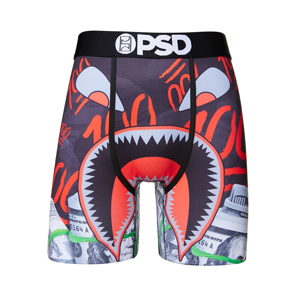 PSD Men's Money Print Boxer Briefs - 7 Inch Inseam Breathable and Supportive Men's Underwear with Moisture-Wicking Fabric