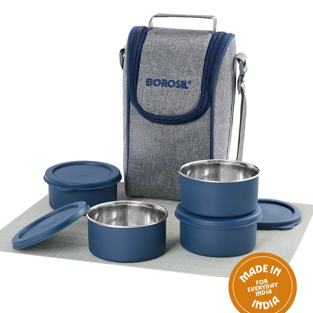 Borosil Microwave Safe Steel Lunch Box with Bag for Office Men & Women — Amazon image 8