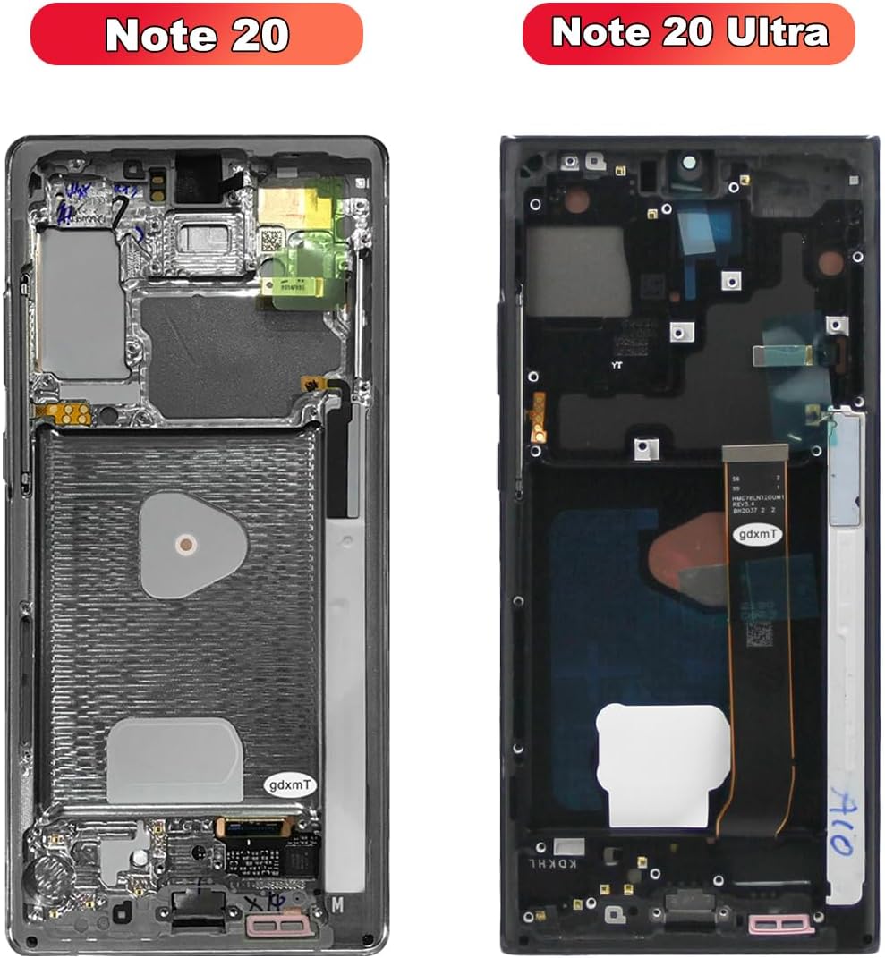 OLED Screen Replacement for Samsung Galaxy Note20 4G/5G, Touch Digitizer Display Assembly with Frame and Tool kits, Supports Fingerprint (Black with frame)