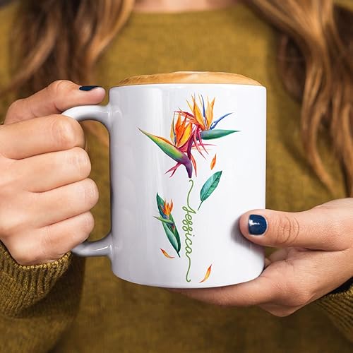 Miniatura 17 de CUBICER Tazas de café personalizadas, diseño de flor de peonía, tazas de cerámica blanca, taza de viaje grande, vaso para beber, regalos de Navidad