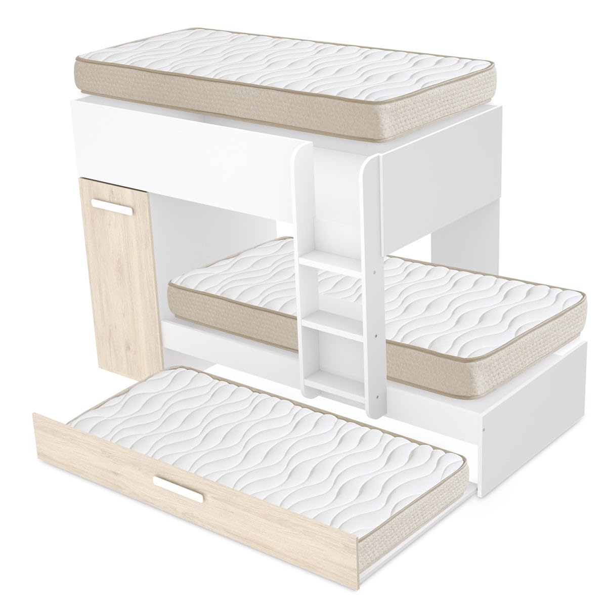 DEKIT - Pack Ahorro Juvenil Cama Tren Triple Tom con 3 Colchones viscoelásticos Nova 90 x 190 cm