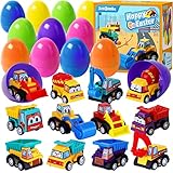 ZenBombs Easter Eggs with Cars Inside - 12 PCS Prefilled Easter Eggs with Pull-Back Toy Cars - Kids Easter Basket Stuffers & Party Favor Toys for Boys and Girls Over Age 3 Years Old